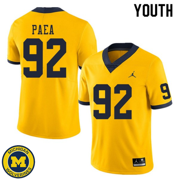 Youth Michigan Wolverines #92 Phillip Paea Yellow University Jersey